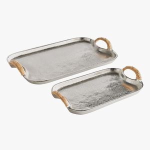 Decorative Aluminum Serving Tray For Home Decor With Hammered Finish And Durable Long Lasting Material Quality - Product Image 1