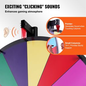 Ruota della Fortuna Girevole da 24 Pollici con 14 Scomparti, Supporto da Tavolo o da Terra, con 2 Pennarelli Cancellabili a Secco, Decorazioni per Feste - Product Image 4