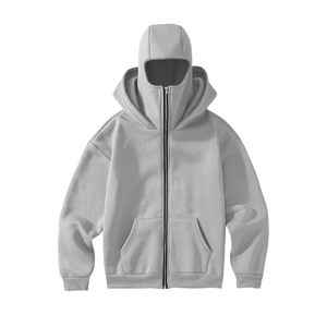 Sweat-shirt d'hiver pour homme, style ninja masqué, à double fermeture éclair, 100% coton, épais, brodé - Product Image 2