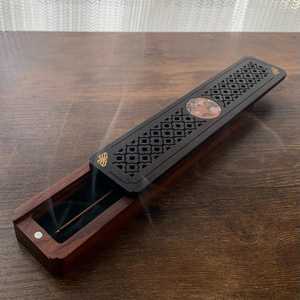 Natural Sandalwood <b>Incense</b> Burner Magnetic Wooden <b>Box</b> with Laying Plate for Home Decor - Product Image 3