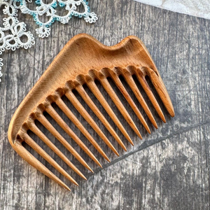 Juego de 3 peines de madera ecológicos con cepillo, mango de bambú y dientes de cerdas, logotipo personalizado por blossom craft india - Product Image 6