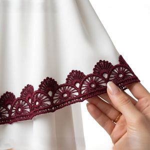 15mm Maroon Floral Guipure GPO Lace <b>Trim</b> Customizable Export Quality 20 Meter Packing for Gift Wrap Hair <b>Clips</b> Crafts Decor Bulk - Product Image 1