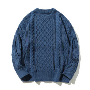 AMERICAN TRENCH CLOTHING Suéter de punto para hombre, cuello redondo, manga larga, jersey grueso con patrón sólido, poliéster/algodón, antiencogimiento - Product Image 1