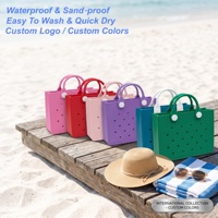 Sac fourre-tout carré en silicone EVA avec logo personnalisé, imperméable et durable, idéal pour la promotion, compatible avec les breloques de chaussures DIY, pour femmes, plage et shopping