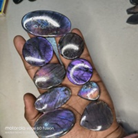 Offre Spéciale : Lot de Cabochons en Labradorite Naturelle Magnifique, Poli Lisse, Mélange de Formes Violettes, Effet Feu, Certifié, 20-45mm, Bijoux KHUSHI