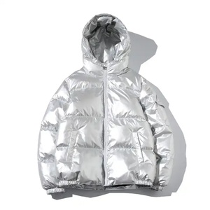 Custom Men's Winter Shiny High Street Bomber <b>Jacket</b> Hooded Stand Collar Detachable Hood Outdoor Plus Size <b>Black</b> Puffer <b>Jacket</b> - Product Image 5