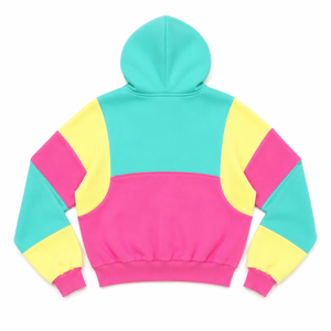 Widebreaker Colorful Crop <b>Top</b> Women's Hoodies 100% Cotton Waterproof Streetwear Zipper Heavyweight Oversized Colorblock Design - Product Image 4