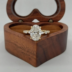 Premium Women's 18K 14K 10K Solid Gold Oval Cut lab grown Diamond Engagement <b>Ring</b> With Side Diamonds Classic Style GIA Certified - Product Image 4