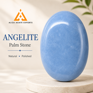 Piedra de Palma Grande de Angelita Natural, Gema de Cristal Azul Tallada, Piedra de Bolsillo de Arte Popular, Proveedor Mayorista de Regalos - Product Image 2