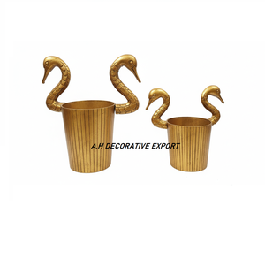 Luxury <b>Gold</b> Swan Handle for <b>Ice</b> <b>Bucket</b> Elegant Antique Brass Finish Aluminum Wine Cooler for Parties Home Bar Decoration - Product Image 3