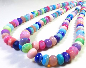 Nouvelles perles d'opale multicolores magnifiques, 8-9 mm, forme rondelle, lisses, 16 pouces, pour collier. - Product Image 1