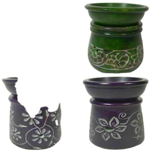 Brûleur à huile aromatique en pierre ollaire, nouveau modèle, pierre ollaire naturelle, design antique, sculpture à la main, forme ronde, pour la décoration de la maison - Product Image 2