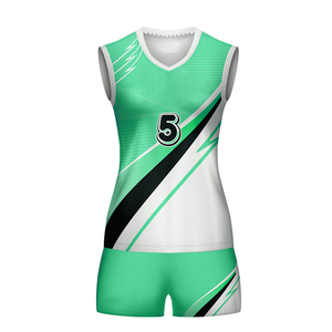 Conjunto de Camiseta y Pantalones Cortos de Voleibol para Hombre, Color Verde, 100% Poliéster, Impresión Sublimada, Nombre y Número del Equipo Personalizados, Número 5, Absorbe la Humedad, Ajustado - Product Image 5