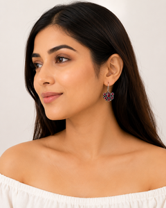 Bulk Order Oxidized <b>Silver</b> Red Gemstone <b>Earrings</b> for Women Wholesale Bulk Jewelry Supplier India - Product Image 4