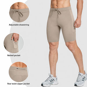 Maker Double <b>Layer</b> <b>Mid</b> Waist Men Gym Fitness Butt Lift Sweatpants Breathable Sport Solid Casual Shorts Side Pocket - Product Image 6