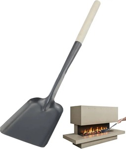 Pelle à cendres en acier inoxydable avec long manche bleu, pelle de nettoyage en métal durable pour foyer et feu de camp - Product Image 2