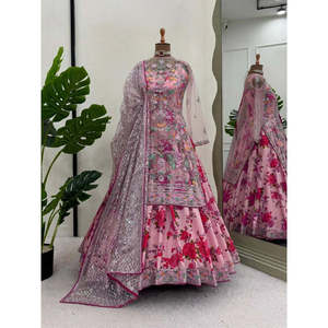 Vestido de Fiesta XL con Dupatta, Adornado con Bordado de Hilo y Lentejuelas - Product Image 1