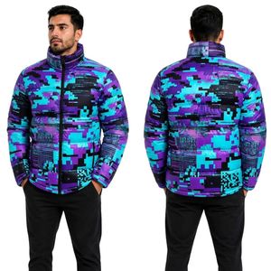Chaqueta Acolchada para Hombre con Estampado de Hojas Tropicales Verdes, Poliéster Duradero, Tacto Suave, Secado Rápido, Chaquetas Acolchadas para Hombre para Actividades al Aire Libre - Product Image 4