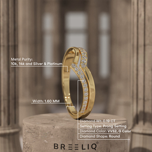 แหวนทองคำแท้ 14K รูปทรงเชฟรอน ประดับเพชรแล็บโกรว์ ดีไซน์วงคู่ซ้อนกันได้ สำหรับผู้หญิง - Product Image 6