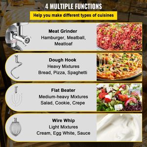 Robot da Cucina Elettrico Multifunzione 2-in-1 Commerciale da 1100W con Ciotola in Acciaio Inox da 20Qt, Impastatrice Planetaria e 3 Spatole per Carne - Product Image 5