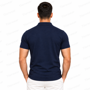 Men's <b>Navy</b> <b>Blue</b> Short Sleeve <b>Polo</b> <b>Shirt</b> Regular Fit Cotton Poplin Casual Wear Front Logo Print <b>Polo</b> t <b>Shirt</b> for Men - Product Image 4