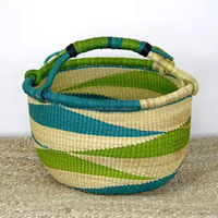 Sac de marché circulaire en jonc de mer Bolga fait à la main, écologique, léger, multifonctionnel, couleur personnalisable, design classique/moderne
