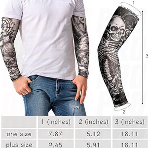 Manchon de tatouage temporaire pour hommes, manches de bras rafraîchissantes longues sans doigts, protection UV antidérapante, manches solaires respirantes - Product Image 2