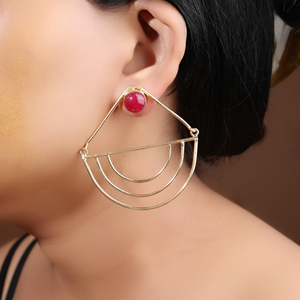 Pendientes de Latón Plateado con Rubíes y Diseño Étnico para Mujer, Regalo de Boda - Product Image 4