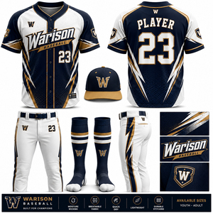 Warison Industries Baseball Jersey And Pant Set With Socks And Caps Polyester Made Quick Dry Unisex Softball Uniform Kit - Product Image 1