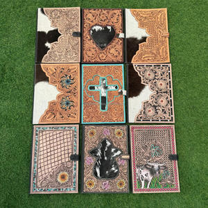 Large Capacity Hand Tooled Leather Diamond Portfolio Folders <b>Case</b> <b>File</b> Personalized Business Executive Business Resume Padfolio - Product Image 4