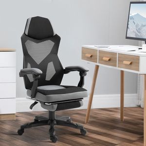 Sedia da Ufficio Ergonomica Grigia con Schienale Alto, Reclinabile, Poggiapiedi, Ruote, Certificata BIFMA, Base in Nylon, Rete Traspirante - Product Image 2