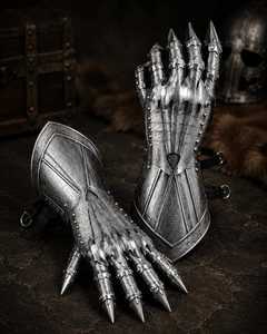 Guantes de Acero con Púas, Armadura Medieval de Caballero, Guantes de Cosplay Gótico, Artesanía Metálica Plateada - Product Image 2