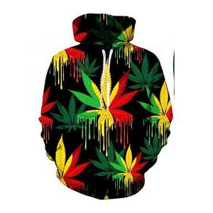 Ensemble de survêtement unisexe à capuche et pantalon, imprimé feuille de rasta, respirant, léger, longueur intégrale, streetwear décontracté, hiver, taille adulte - Product Image 2