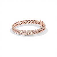Bracelet en or rose 14 carats avec maillons cubains pavés de diamants de laboratoire – Bijoux de luxe hip-hop