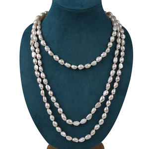 Collier polyvalent en perles de culture d'eau douce baroques de 9-10 mm, chaîne longue tendance pour pull, en gros de Zhuji - Product Image 1