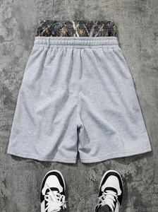 Men s Gray Solid Cotton Double waisted Shorts Elastic Waist Casual Knitted Breathable <b>Mid</b> Rise Fashion Fit Lounge Shorts Men s - Product Image 4
