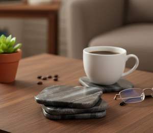 Sous-verres sculptés en pierre naturelle pour café, thé, bière, sous-verres absorbants pour table à manger, bar, décoration de la maison - Product Image 6