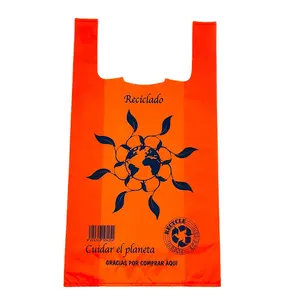 Harga pabrik rompi belanja membawa tas rompi pegangan kaus tas plastik perlindungan lingkungan tas belanja 100%