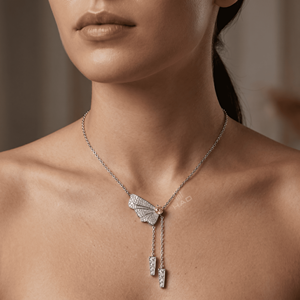 Collier pendentif papillon en diamant jaune de laboratoire taille princesse, chaîne réglable en or blanc, bijoux fins, cadeau de luxe - Product Image 1