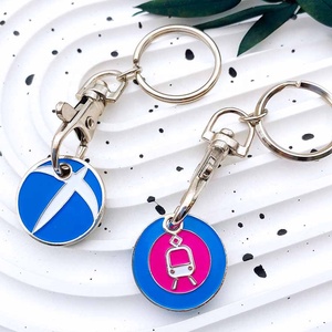 Porte-clés Marktex en métal plaqué argent personnalisé estampage logo émail jeton de caddie de supermarché jeton de chariot porte-clé - Product Image 2