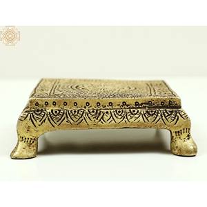 Hecho a mano 3 pulgadas tradicional Pooja Chowki en latón pequeño artículo de decoración del hogar - Product Image 4