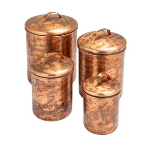 Flame-Patinated Handcrafted Eco-Friendly Metal <b>Storage</b> <b>Jar</b> Quartet Freshness Preservation Premium Housewarming Boutique Retail - Product Image 2