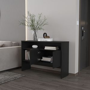 Bylas <b>Black</b> Melamine <b>Console</b> Table with Two Open Storage Doors - Product Image 6