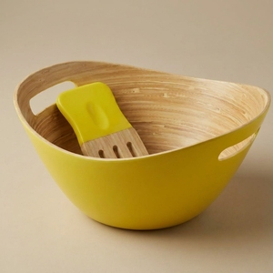 Ensemble de saladiers en bambou naturel tissé à la main, saladiers et bols de service pour une cuisine durable - Product Image 2