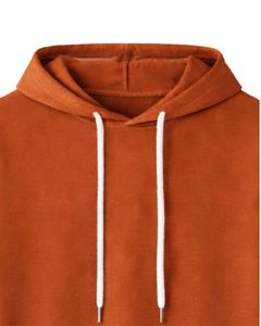 Haut à capuche décontracté pour homme, manches courtes, orange rouille, style pull, léger, streetwear d'été, en mélange de coton, avec poches - Product Image 5