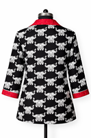 Ensemble de vêtements de nuit en tissu crêpe de qualité supérieure, imprimé éléphant, chemise à manches longues, pyjama long, vêtements de détente pour femmes, bordure rouge, pyjama numérique
