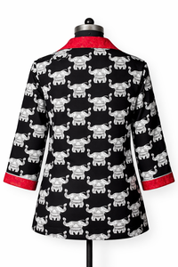 ชุดนอนผ้าเครปพรีเมียมลายช้าง เสื้อแขนยาว กางเกงขายาว ชุดนอนผู้หญิง ขอบสีแดง ชุดนอนดิจิตอล - Product Image 5