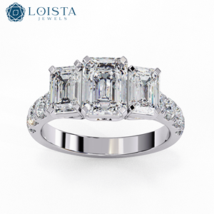 Anillo de Compromiso de Oro Sólido de 14k/18k con Corte Esmeralda Cultivado en Laboratorio, Certificado por IGI, CVD VVS, Joyería Única, Anillo de Bodas - Product Image 2