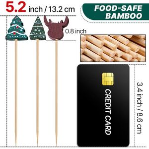 Stuzzicadenti Natalizi da 4,7 Pollici, 100 Pezzi, Stuzzicadenti Decorativi in Bambù per Antipasti, Bevande, Frutta, Sandwich, BBQ, Natale - Product Image 3