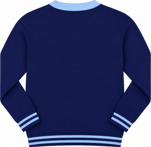 Cardigan universitaire personnalisé en chenille blanche et bleue avec broderie, style SPELMAN, unisexe, pour université, collège, sororité, pull en tricot - Product Image 6